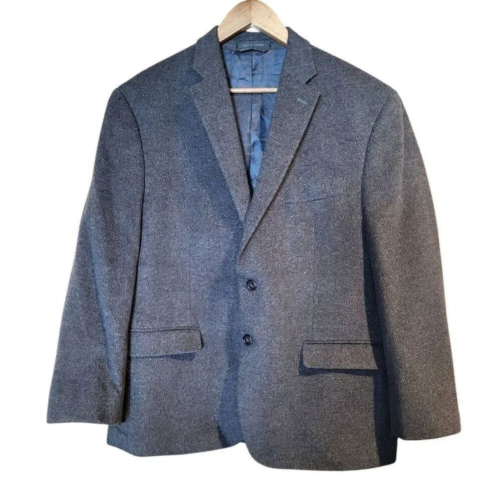 Lauren Ralph Lauren Blazer Jacket Men's 44 Short Grey Sport Coat Wool Cashmere